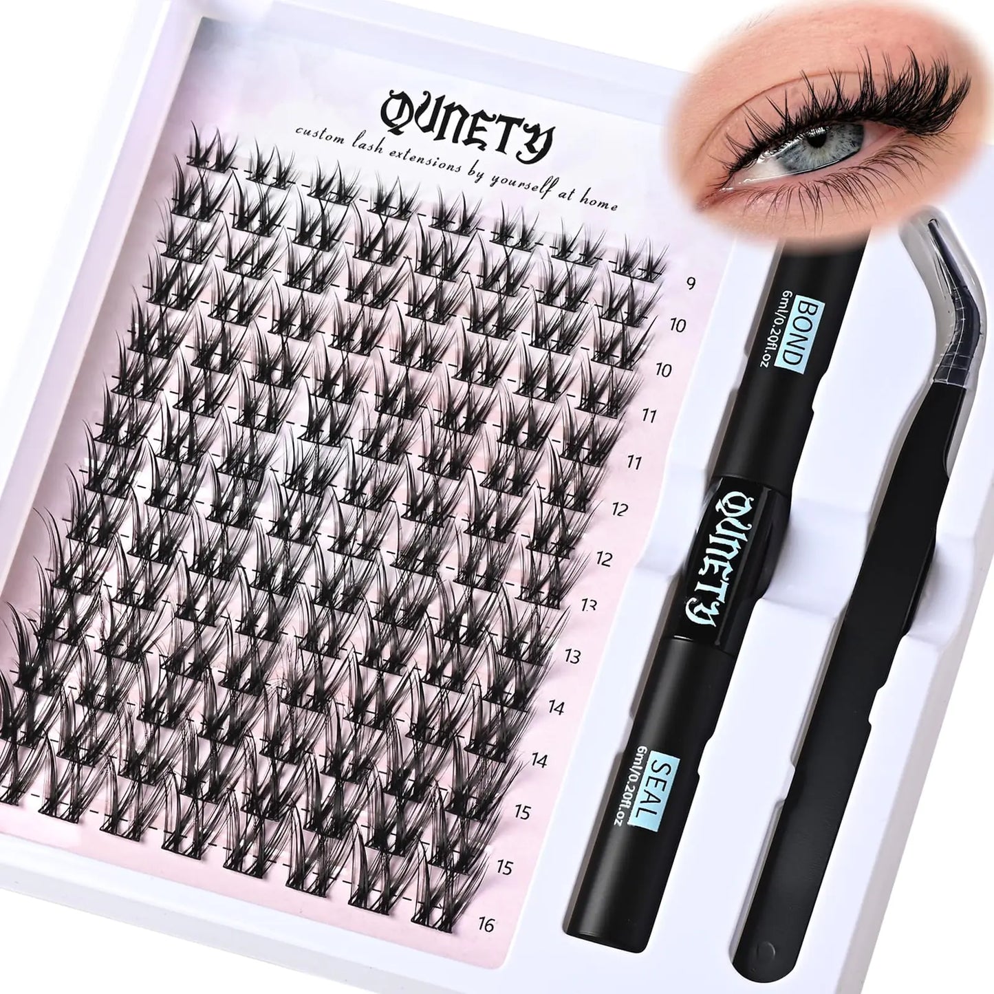 QUNETY Lash Clusters DIY Lash Extension Kit Wispy Eyelash Clusters Individual Eyelashes Cluster Natural Eye Lash Clusters Kits Fairy Mink Lash Clusters (Lite Wispy DIY Lashes Kit)