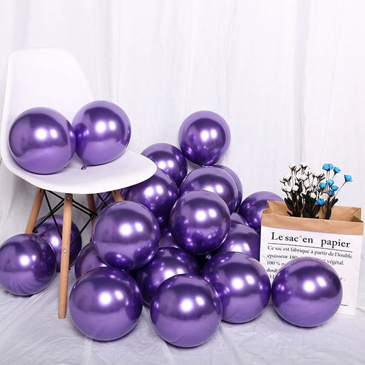 50pcs Purple Metallic Balloons 12 Inch Decoration Purple Party Balloons Chrome Metallic Bright Color for Birthday Wedding Party Halloween Christmas Baby Shower Graduation Anniversary Decorations