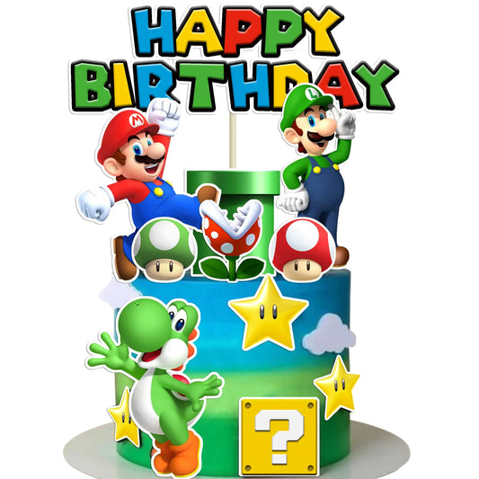14Pcs Super Bros Cake Topper for Birthday Party Decoration Super Brother Birthday Party Supplies- Fun Kids Party Cupcake Decoration!