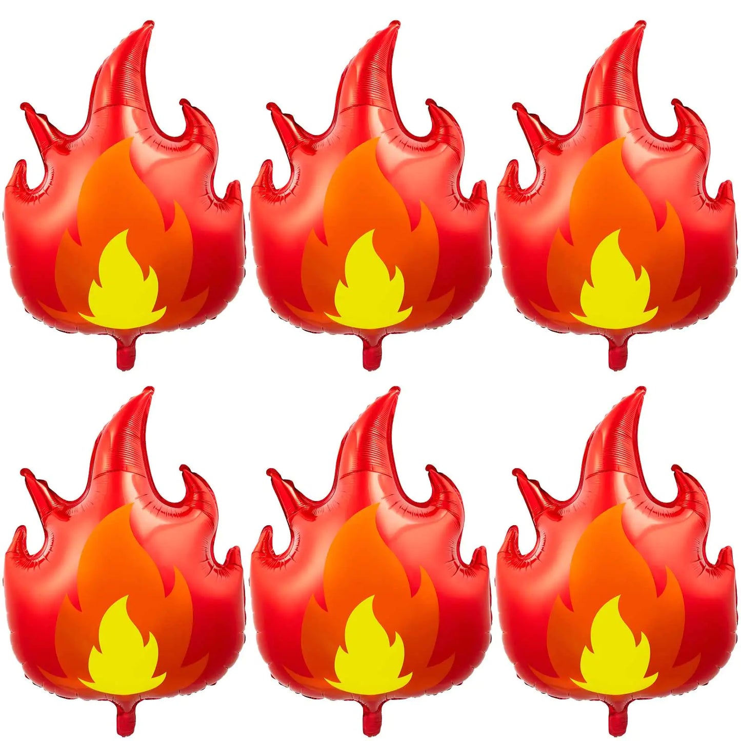 6 Pcs Fire Truck Birthday Party Supplies 32 Inch Fire Balloons Large Flame Balloons Firefighter Aluminum Foil Fire Decorations Curve Foil Party Favors Fireman Theme Party Balloons Yellow Red