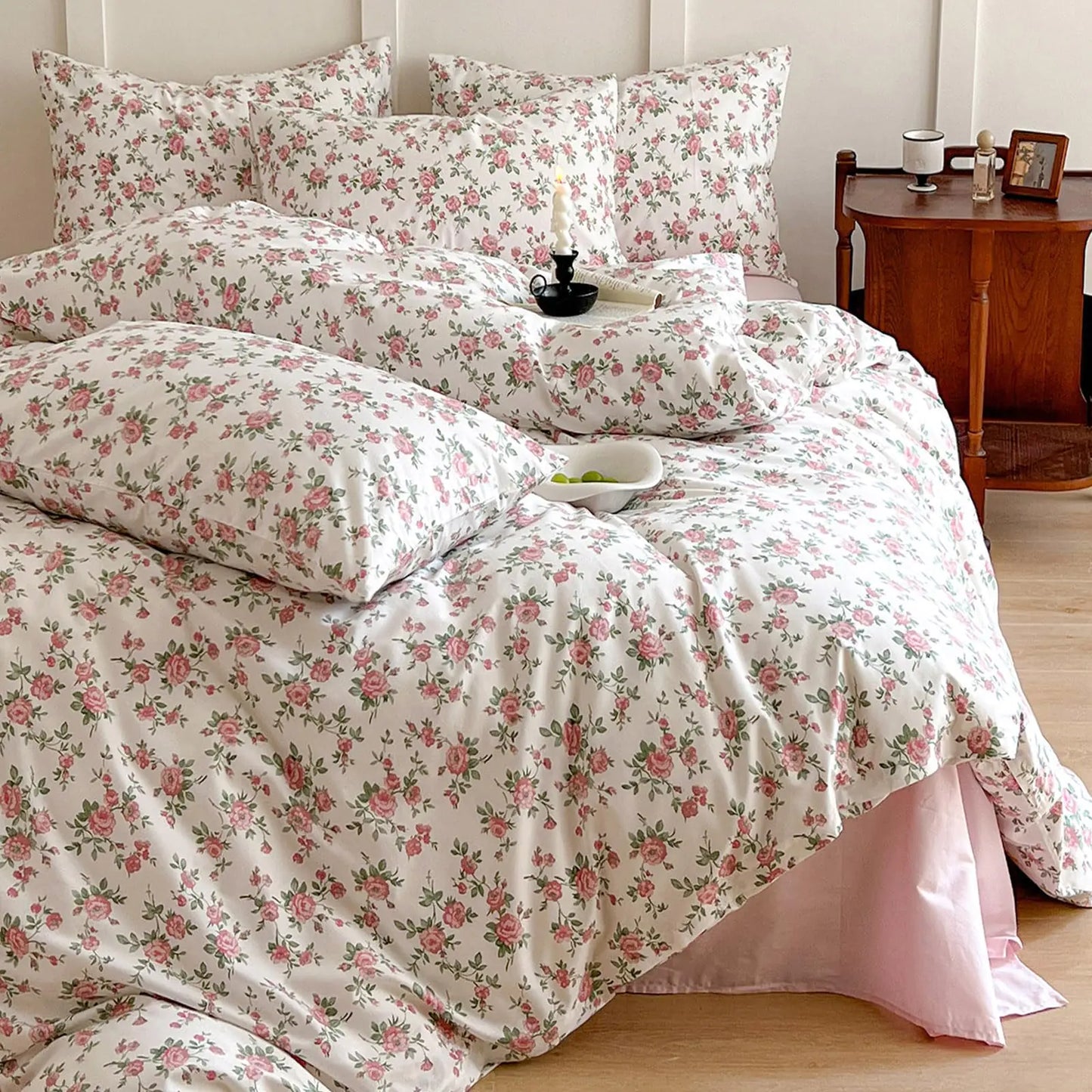 HighBuy King Comforter Set Boho Floral Printed Comforter Set Girl Bedding Comforter Sets Boho Style Chic Shabby Comfy Soft King Comforter with 2 PillowcasesCooling Fluffy Comforter Set