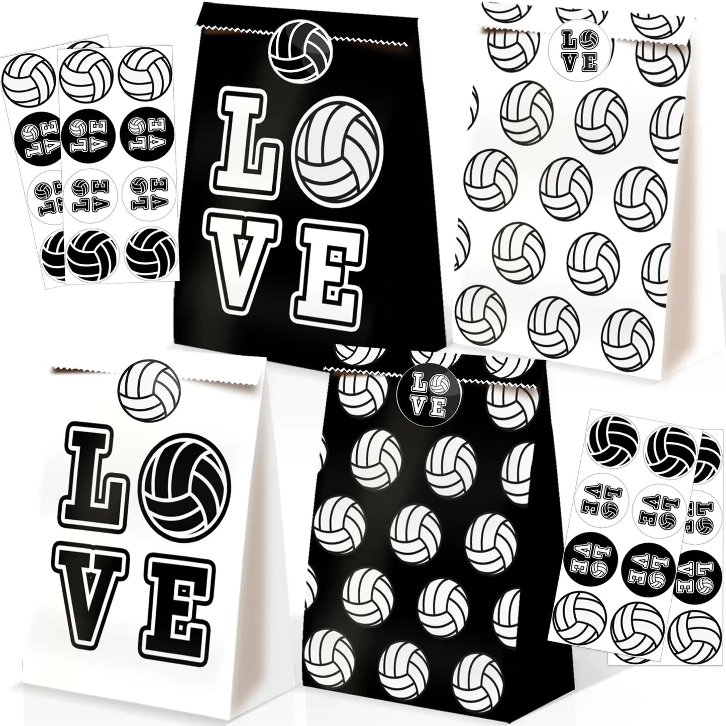 24pcs Volleyball Party Favor Bags Volleyball Gift Bags Girls Volleyball Theme Party Supplies Volleyball Party Decorations Volleyball Party Favors Volleyball Candy Bags