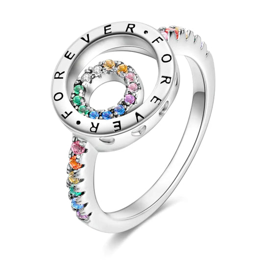 Andora 925 Sterling Silver Women Rings Cubic Zirconia Eternity Promise Statement Stackable Vintage Rings Statement Rings for Women Size 6-9