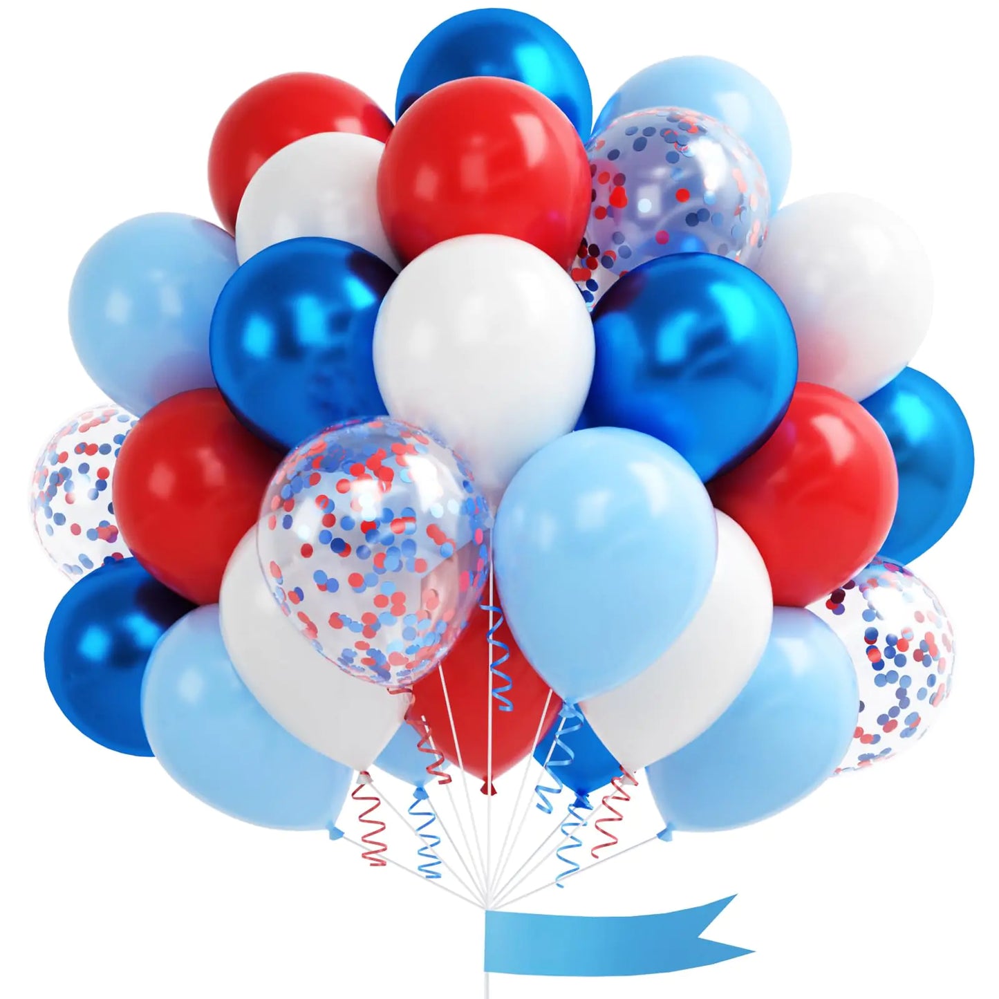 Red Blue White Balloons 60 Pcs 12 Inches Red White Blue Balloons Set Blue and Red Party Balloons for Boys Kids Birthday Shower Graduation Party Decorations