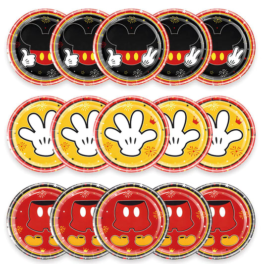 NF ORANGE 30pc Mickey Party Plates Mickey Party Supplies ，Mickey Birthday Party Decorations Supplies (red)