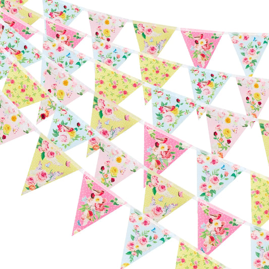 SUNBEAUTY 5 PCS Tea Party Garland Floral Garland Tea Party Decorations Garden Party Decorations Wildflower Garland Floral Party Decorations Floral Birthday Decorations Flower Banner