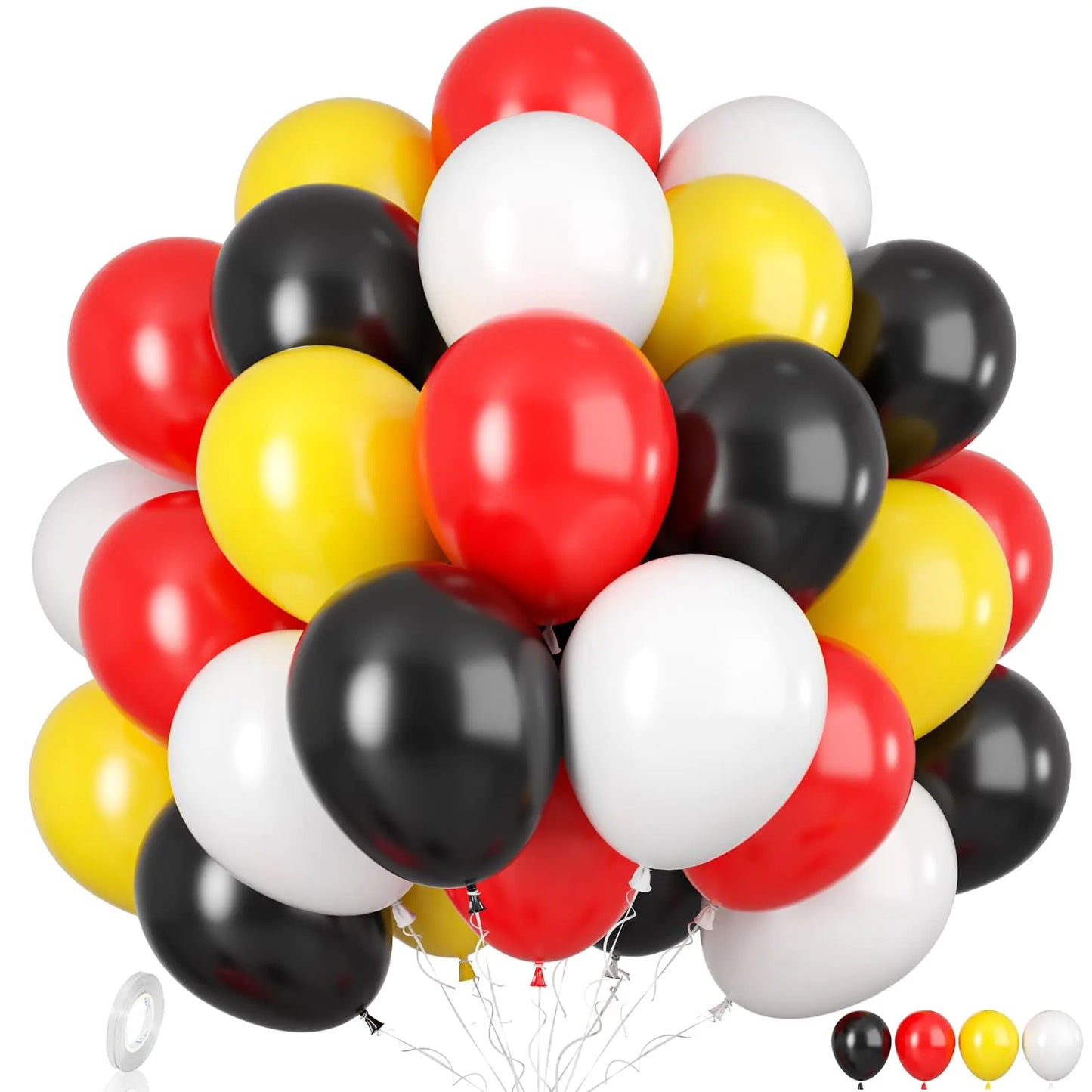 Red Black Yellow Balloons Red Black and Yellow Balloons Red Black Yellow White Latex Balloons for Birthday Baby Shower Wedding Anniversary Party Balloons Decorations