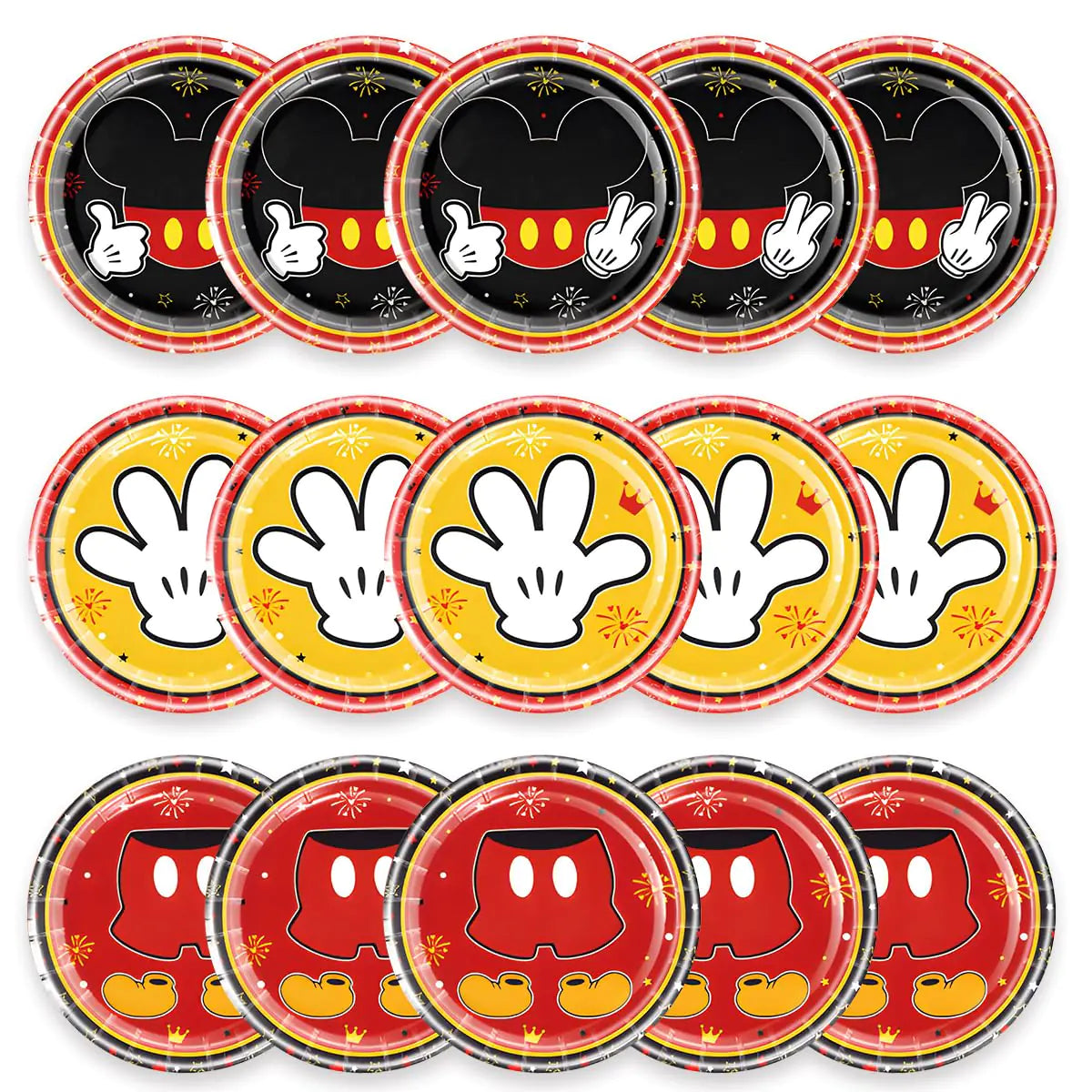 NF ORANGE 30pc Mickey Party Plates Mickey Party Supplies ，Mickey Birthday Party Decorations Supplies (red)