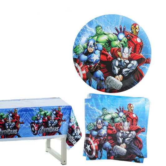 HUA Party 41pcs Superhero Party Supplies1Tablecover 20Napkins20Plates Superhero Birthday Party Decorations41Pcs/Set