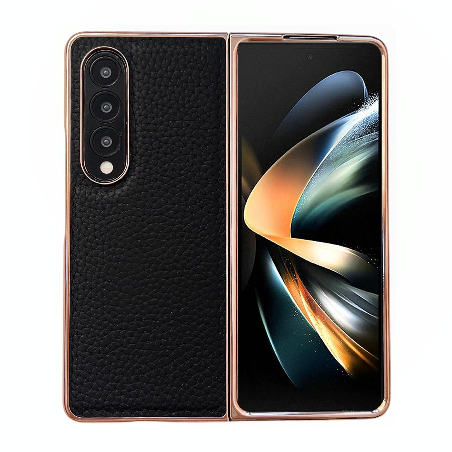 NNEDSZ Star Series Nano Electroplating Pu Case For Samsung Galaxy Z Fold 4 - Black