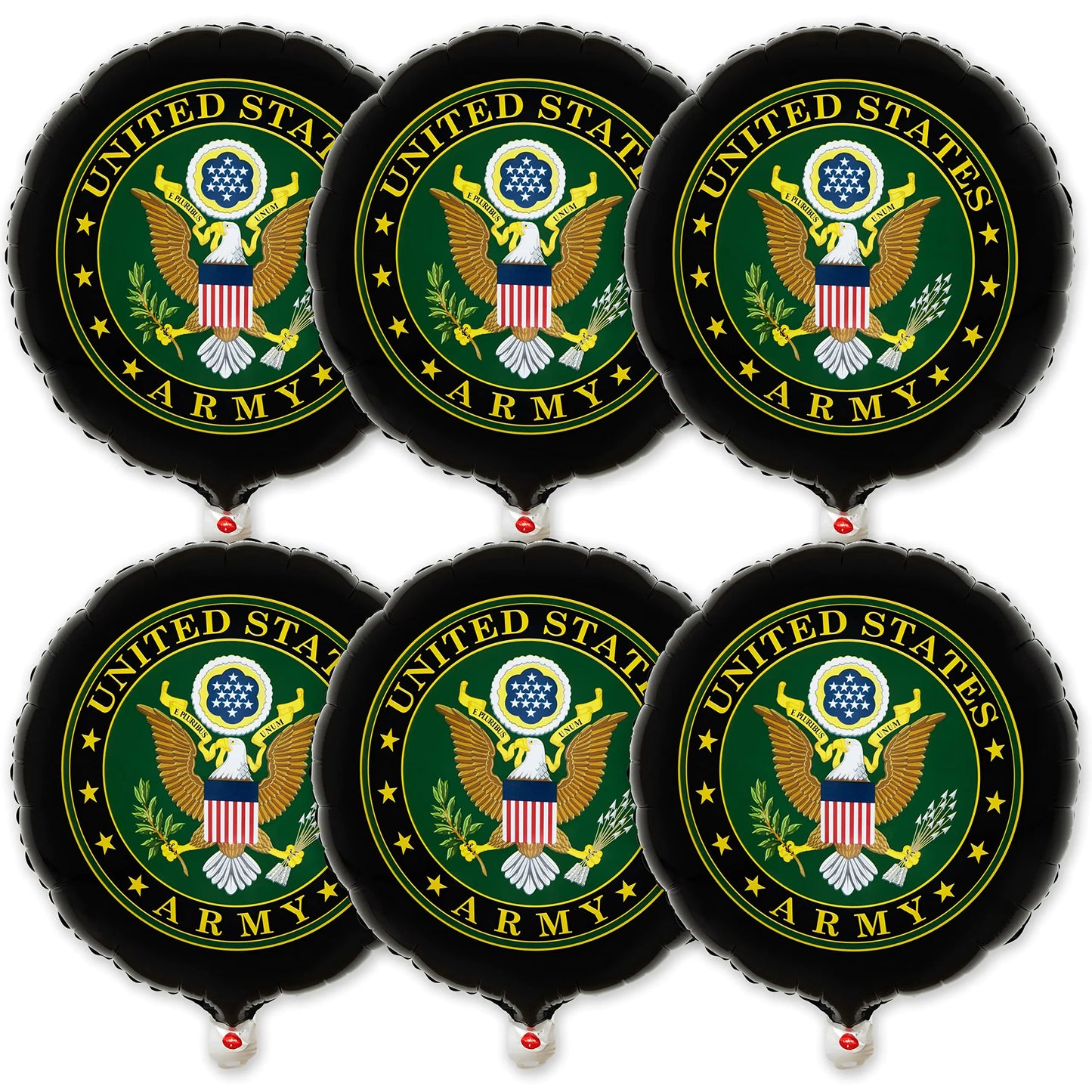 Havercamp U.S. Army Party Balloons (6 Pcs.); 18" Rd. Foil Mylar Balloons Officially Licensed. American Heroes Military Camo Collection!
