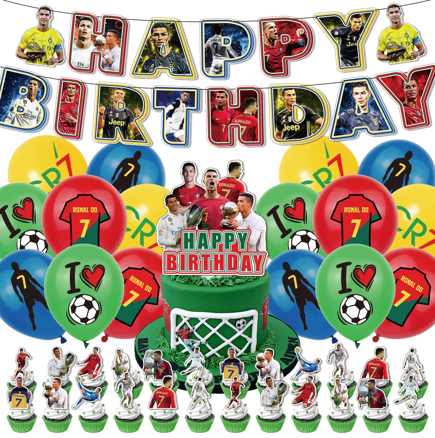 Soccer Balloons Football Cupcakes Football Banner Football Centerpieces Football Party Decorations Kit for Birthday Party Supplies Soccer Theme Party Decorations