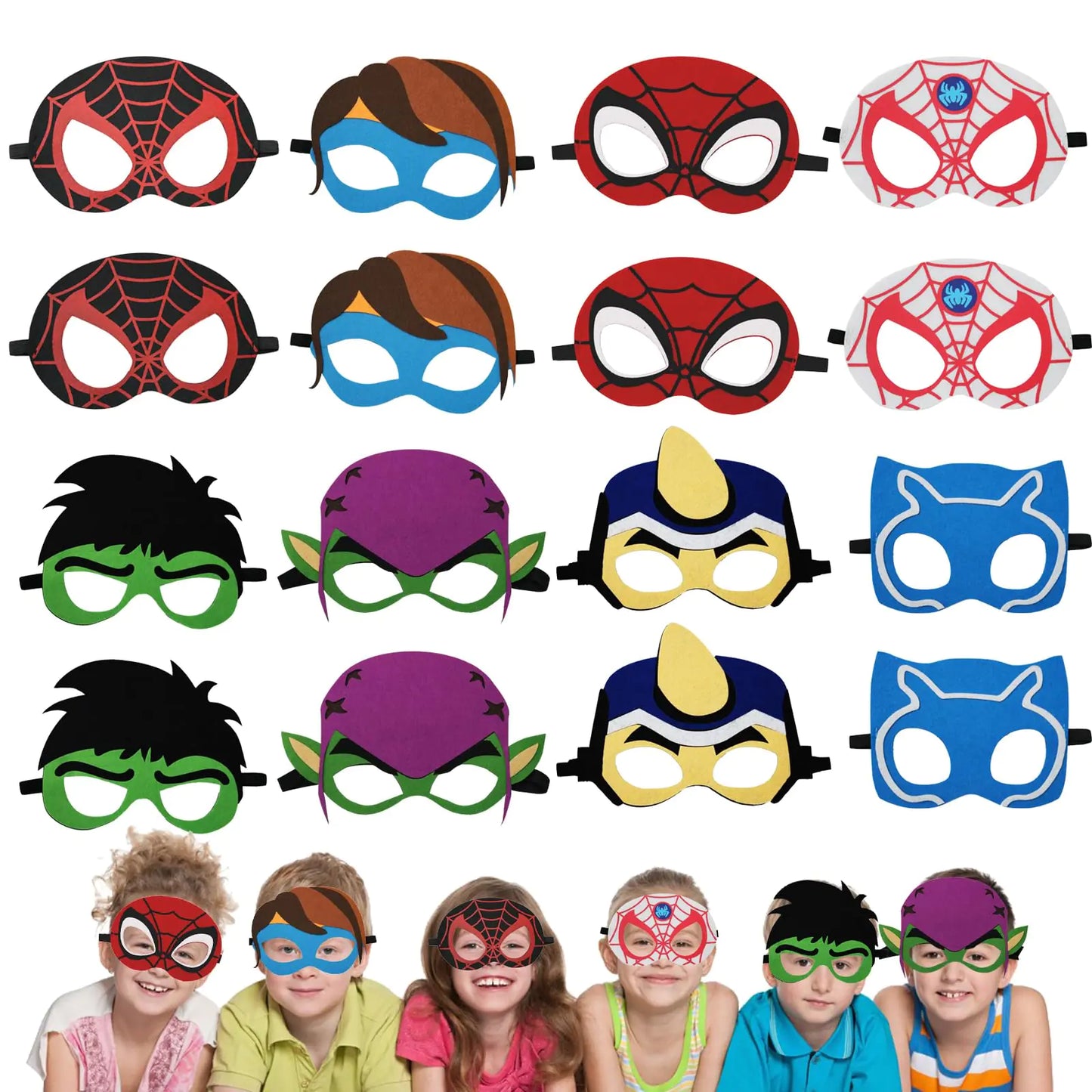 SSZS 16 Packs Superhero Masks Party Favors for Kids Superhero Party Supplies for Kids Dress Up Birthday Gift Halloween Cosplay Party Masks Party Supplies