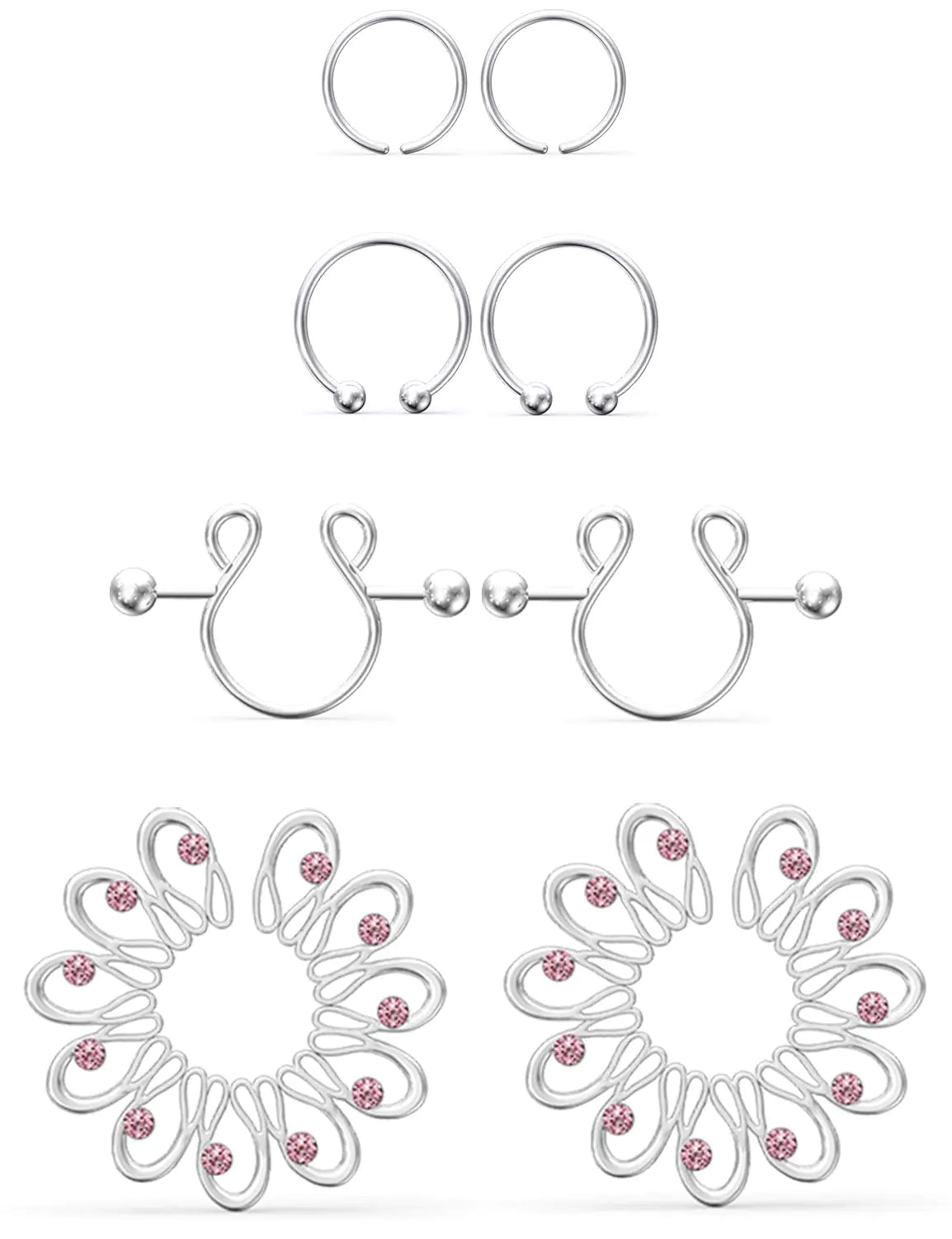 Jenxnjsjo Fake Nipple Rings Fake Nipple Piercing Faux Nipple Piercing Nipple Rings Non Piercing Non Piercing Nipple Rings Fake Nipple Ring Fake Nipple Piercings Faux Nipple Rings for Women
