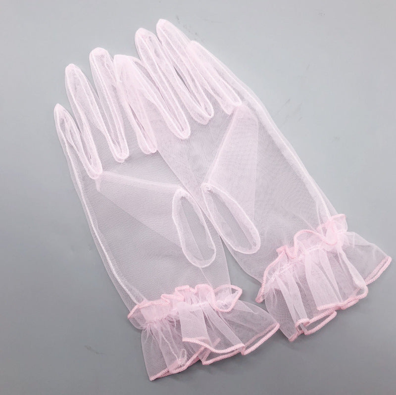 Korean Style Bride Wedding Dress with Lace Gloves