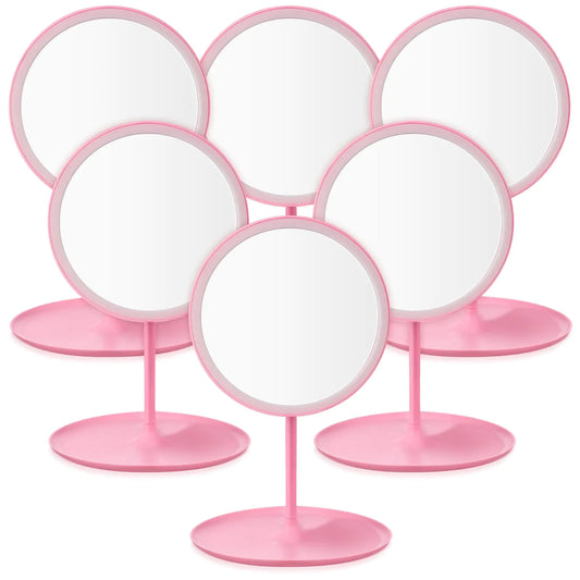 DoubleFill 6 Pcs Spa Party Mirror Spa Party Supplies Sleepover Party Favors Makeup Mirror for Spa Sleepover Slumber Birthday Party Favors Gift (Pink)