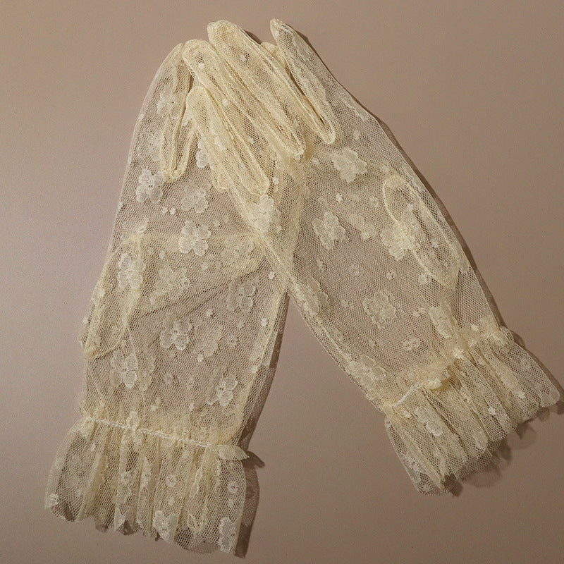 Korean Style Bride Wedding Dress with Lace Gloves