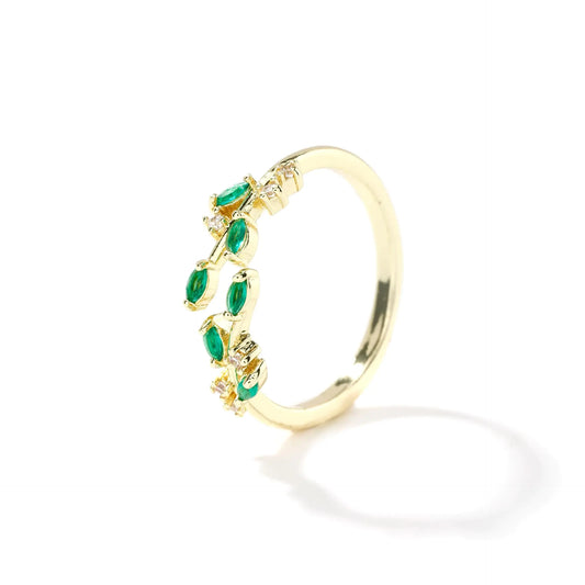 VOPIPO Gold Rings for Women Dainty Gold Rings that don’t Tarnish 14K Gold Ring Tiny Green Cubic Zirconia Ring Non Tarnish Gold Rings Stackable Stacking Rings Adjustable Rings for Women