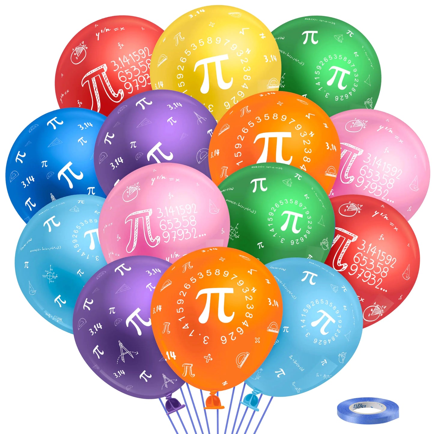 K1tpde Science Theme Party Balloons - 50pcs Math Pi Balloons for Teens Laboratory Graduation Party Decoration Math Themed Birthday Supplies