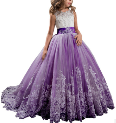Girls' Lace Wedding Dress, Princess Gown for Kids