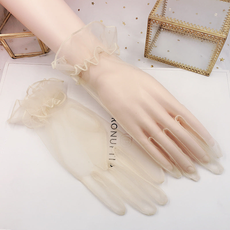 Korean Style Bride Wedding Dress with Lace Gloves