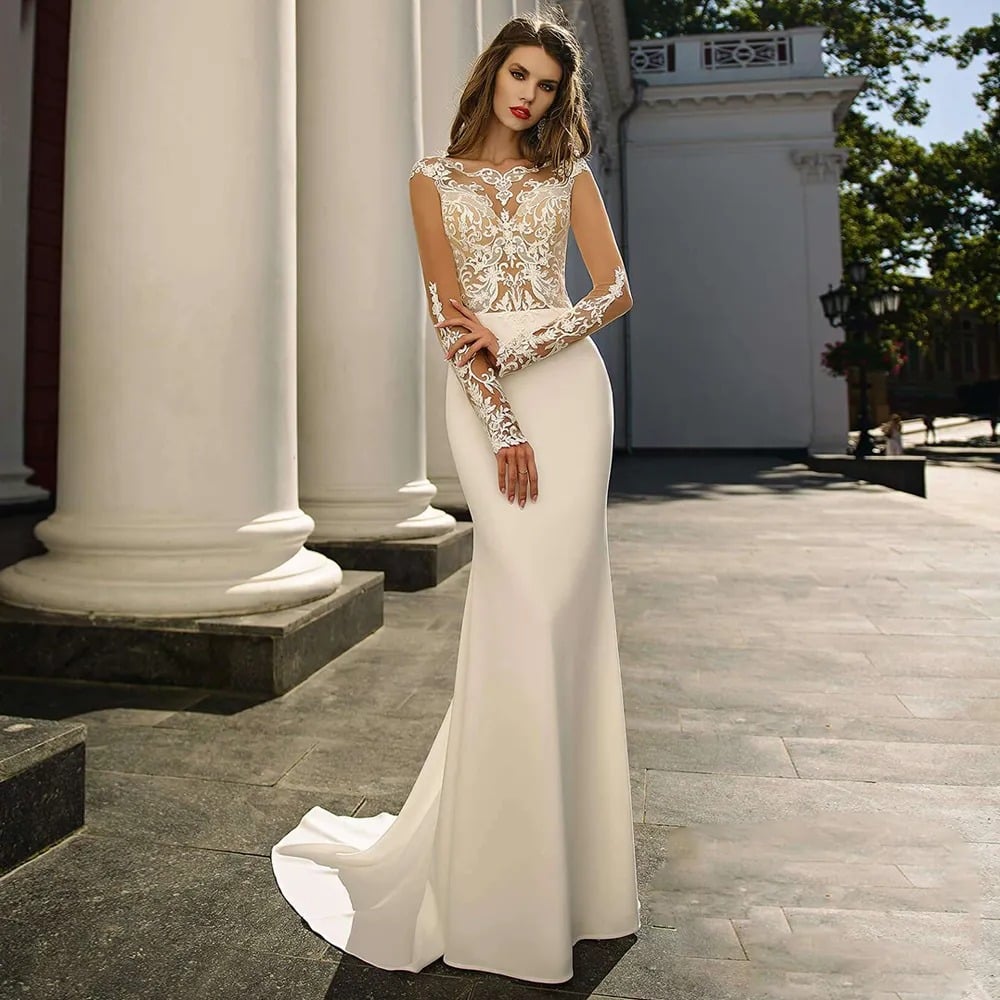 Lace Long Sleeve Mermaid Style Wedding Dress