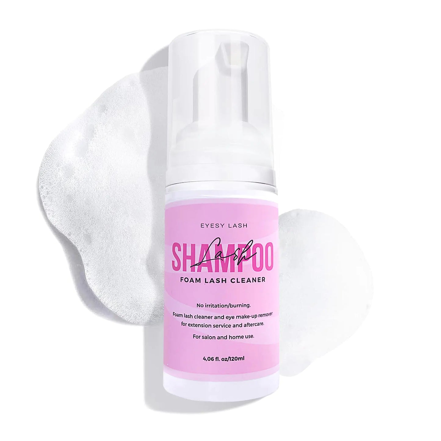 Large 120ml Lash Shampoo for Eyelash Extensions - Eyesy Lash Extension Cleanser Gentle Foam Lash Cleaner Lash Bath Lash Wash Eye Makeup Remover Paraben & Sulfate Free for Salon and Home Use