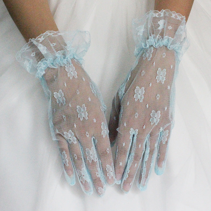 Korean Style Bride Wedding Dress with Lace Gloves