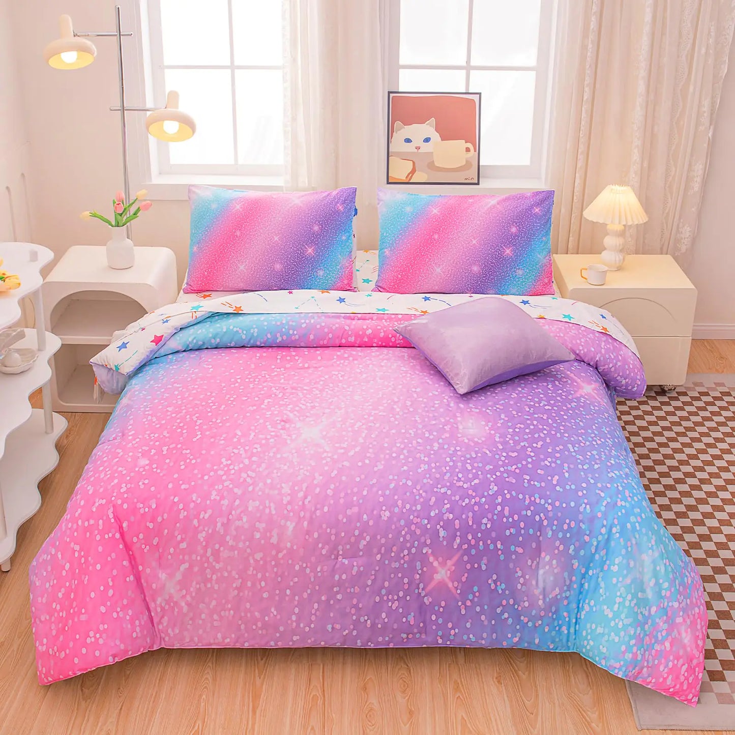 Galaxy Glitter 6-Piece Full Bedding Set