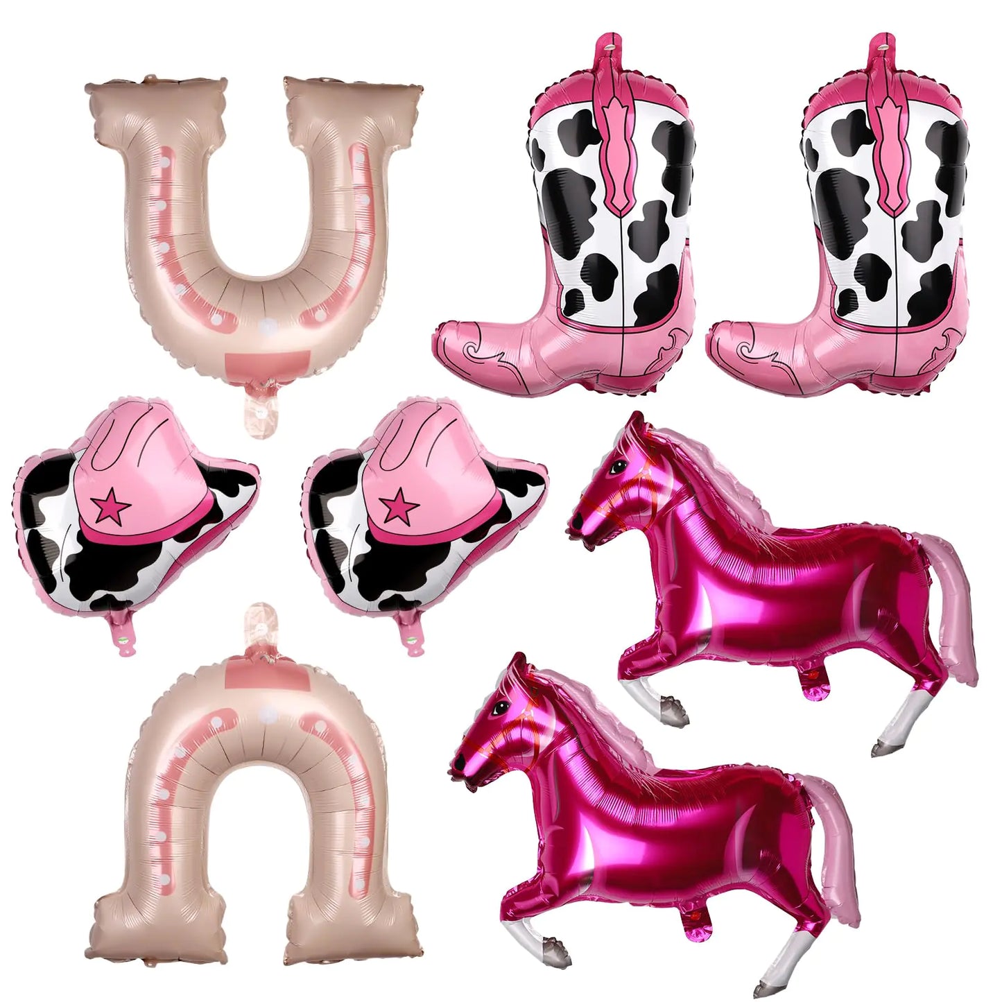8pcs Cowgirl Balloons Pink Cowgirl Hat Boot Horse Balloons Western Themed Party Balloons Rodeo Balloons for Cowgirl Birthday Party Decorations Supplies