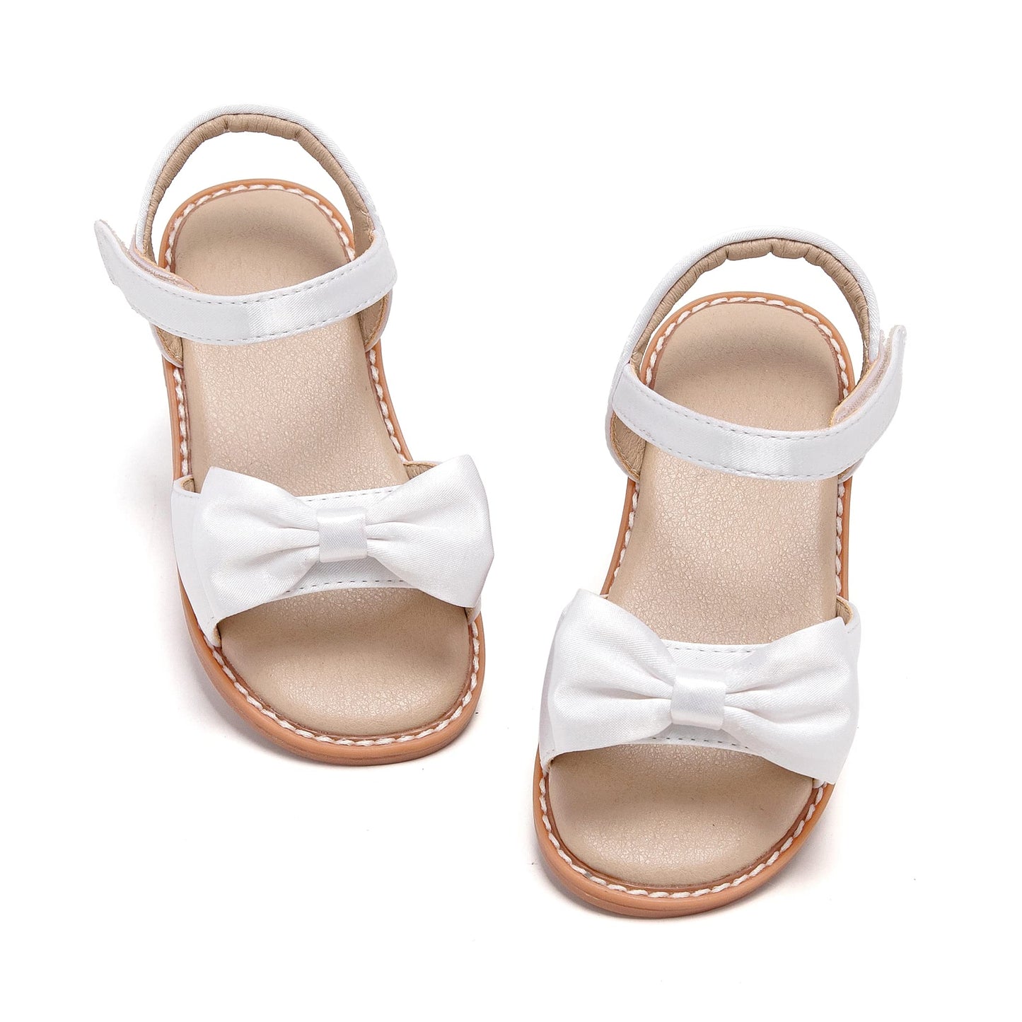 THEE BRON Toddler Girl White Flower Girl Wedding Dress Sandals Sandalias para Nias(AA378White/6M)