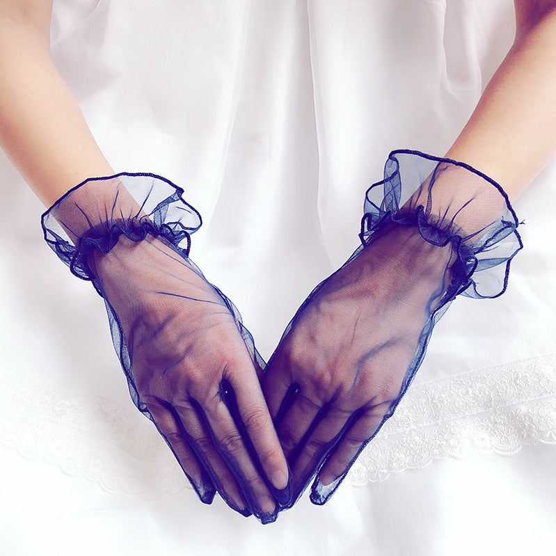 Korean Style Bride Wedding Dress with Lace Gloves