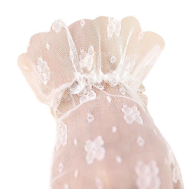 Korean Style Bride Wedding Dress with Lace Gloves