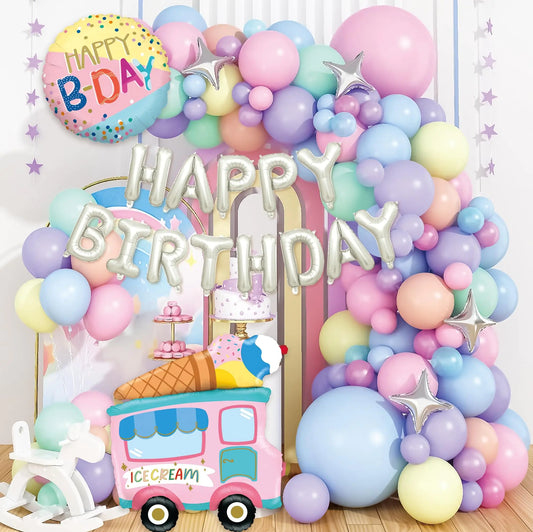 Macaron Balloons for Birthday Party - Balloons Garland Arch Kit for Women Girls Happy Birthday Banner Balloons and Different Sizes Balloon Decorations for Birthday Party Decorations Celebration