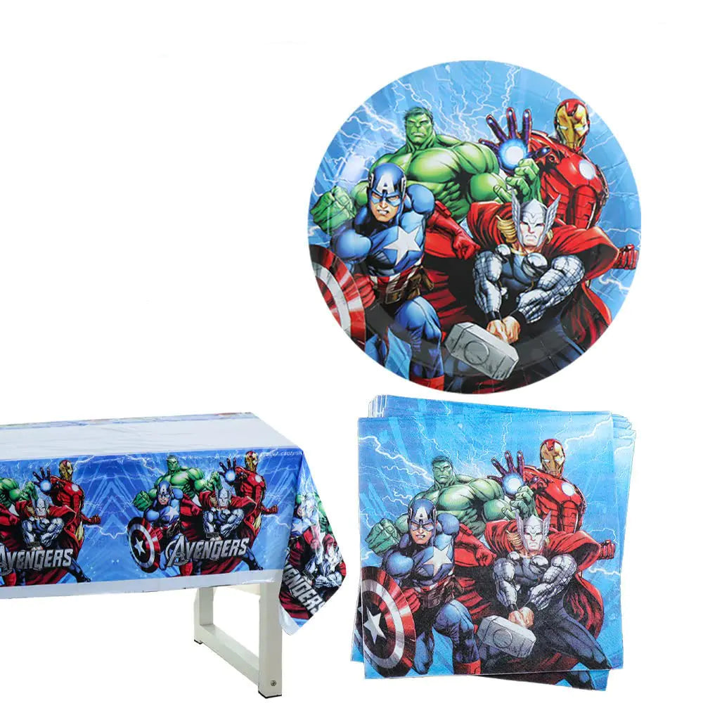 HUA Party 41pcs Superhero Party Supplies1Tablecover 20Napkins20Plates Superhero Birthday Party Decorations41Pcs/Set
