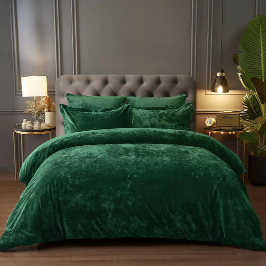 PHt Comforter Set Queen Size 5 Piece Soft Luxury F Velve Silk Bedding Comforter Sets Winter Warm Fluffy Bed in A Bag Include 1 Cozy Comforter 2 Pillow Shams2 Euro Shams for Home DecorEmerald Green