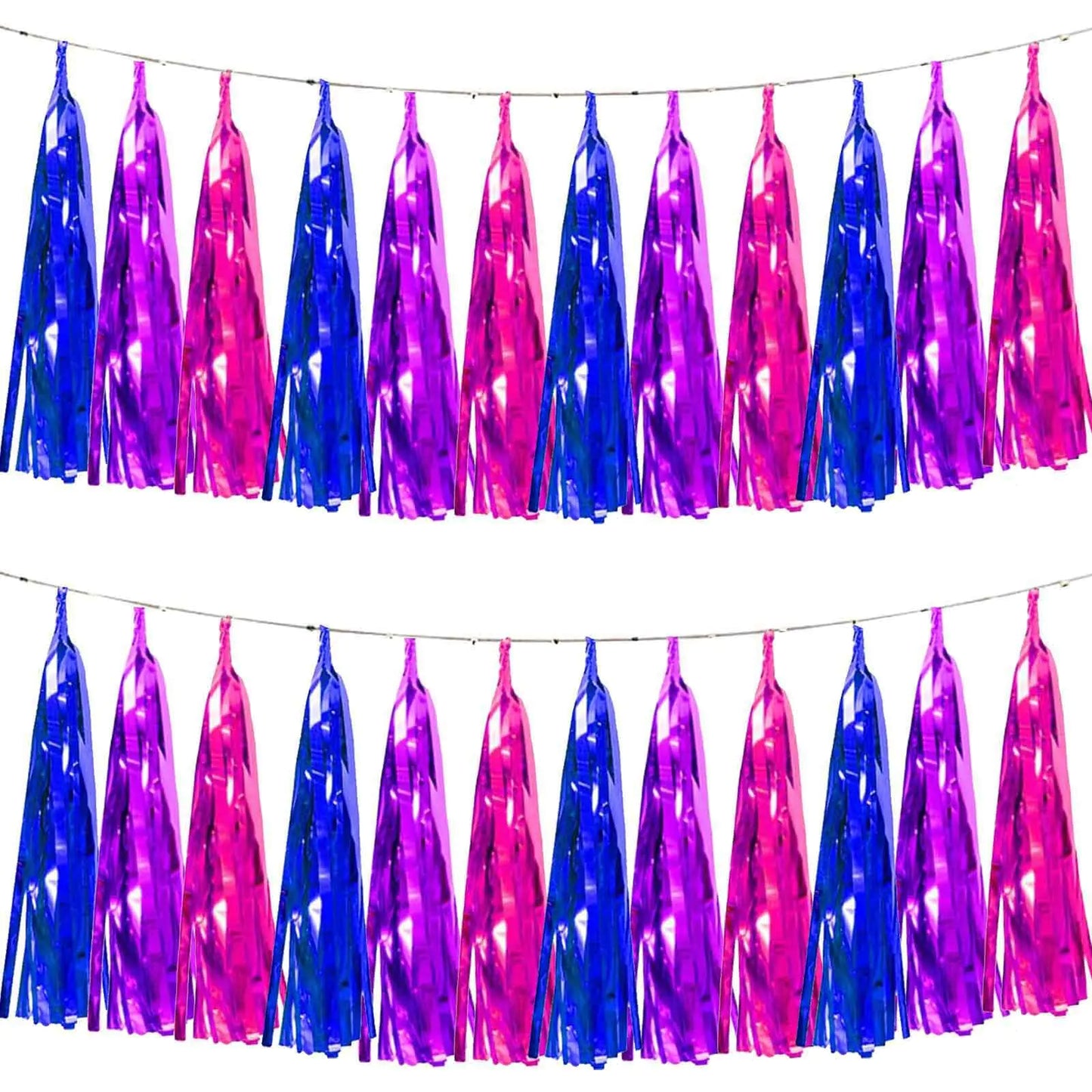 We Moment Mermaid Party Decorations Foil Blue Purple Pink Tissue Paper Tassels Party Tassel Garland Banner for Mermaid Birthday Party Decorations Under The Sea Party Decorations DIY Kits15PCS