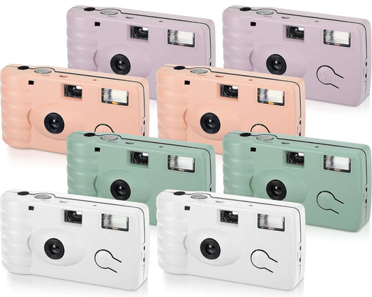 LEIFIDE 8 Pcs Disposable Camera Bulk for Wedding Single Use Camera One Time Camera for Photography with Flash Color Film for Wedding Anniversary Travel Camp Party Supplies (Cute Color)