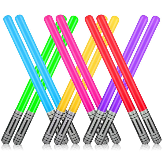 12Pcs Inflatable Light Saber Sword Party Balloons Light Saber Sword Stick Balloons Set for Costume Fancy Dress Party Favors Halloween Party Supplies Balloons Photo Booth Props (6 Colors)