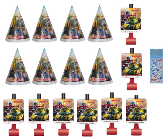 Transformers Birthday Party Supplies Decoration Bundle Pack includes 8 Party Paper Hats 8 Party Paper Blowouts