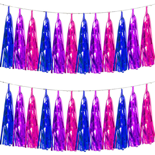 We Moment Mermaid Party Decorations Foil Blue Purple Pink Tissue Paper Tassels Party Tassel Garland Banner for Mermaid Birthday Party Decorations Under The Sea Party Decorations DIY Kits15PCS