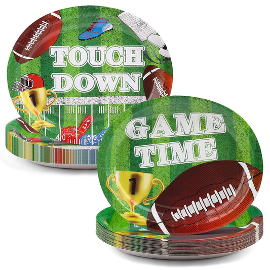 FATLBSEV 50Pcs Football Party Oval Paper Plates -10" x 12" Large Disposable Party Plates for Football Party Supplies