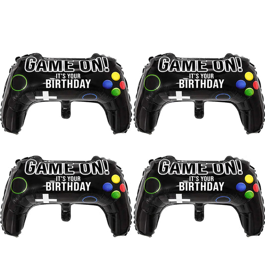 4 Packs Video Game Party Balloons 23.6 x 15.7 Inch Game on Balloons Video Game Controller Aluminum Foil Balloon for Birthday Party and Game Party Decoration