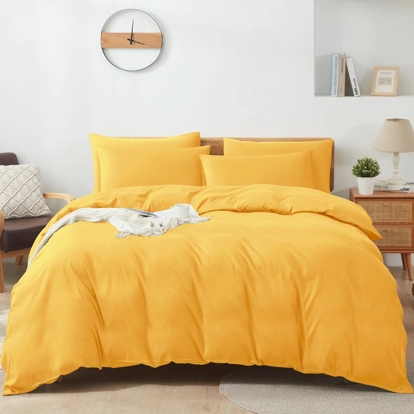 Sufdari Duvet Cover Queen Size 3 Pieces Bedding Duvet Cover Sets Ultra Soft and Breathable Comforter Cover Set with Zipper Closure & Corner Ties (Mango90x90)