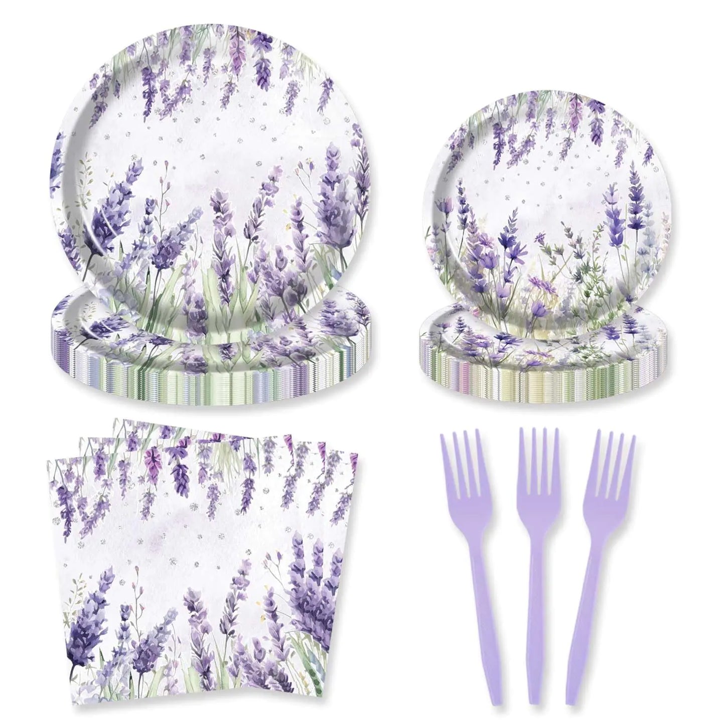 HEETON 80Pcs Lavender Purple Party Supplies Plates Wedding Bachelor Party Baby Shower Birthday Party Decorations for Baby Bday