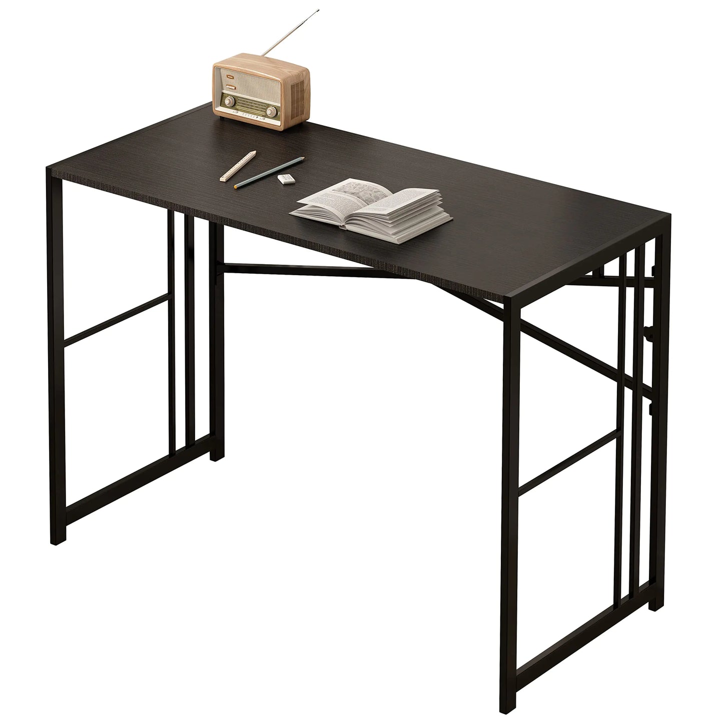 EMODA Folding Computer Desk 40 inch No Assembly Needed Home Office Table Study Writing Gaming Desk Black