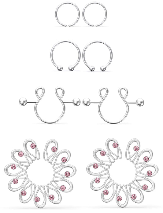 Jenxnjsjo Fake Nipple Rings Fake Nipple Piercing Faux Nipple Piercing Nipple Rings Non Piercing Non Piercing Nipple Rings Fake Nipple Ring Fake Nipple Piercings Faux Nipple Rings for Women