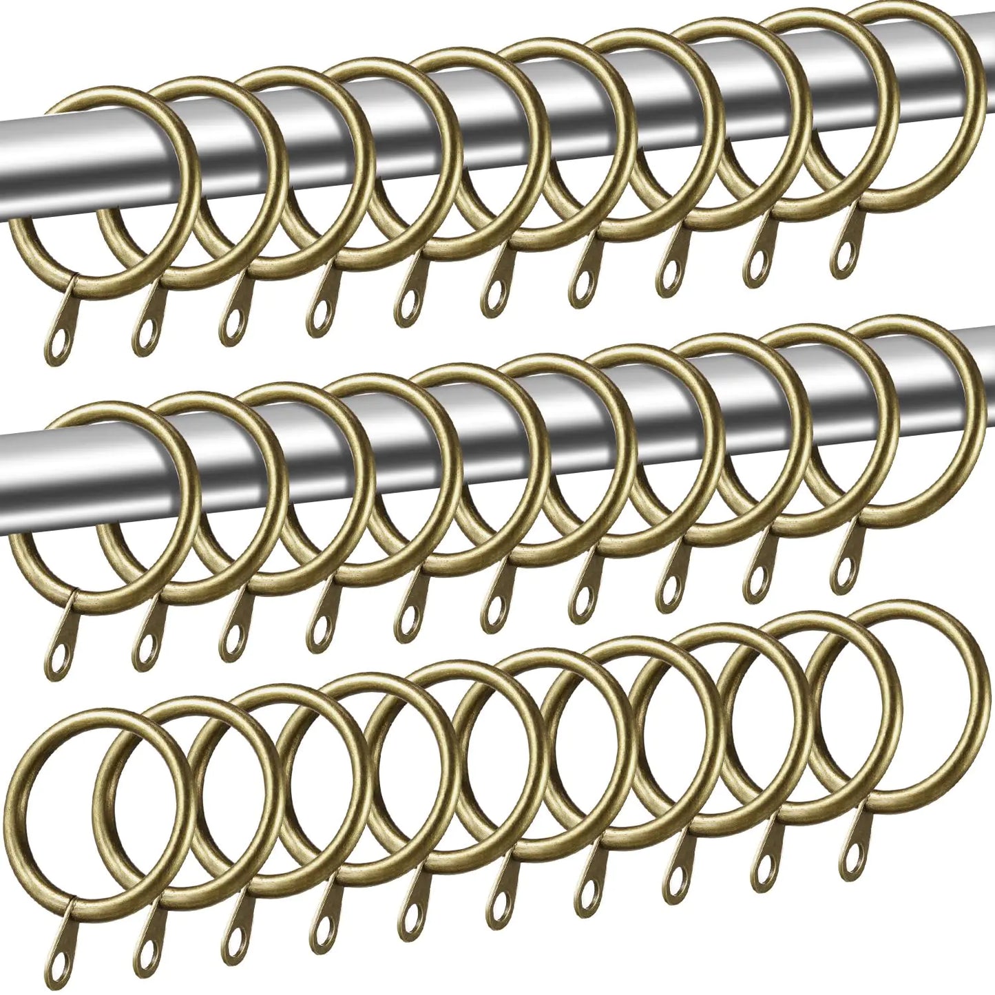 Shappy 40 Packs Metal Drapery Curtain Rings Curtain Rod Rings with Eyelets Hanging Rings for Curtains and Rods Drape Sliding Eyelet Rings Internal Diameter(0.98inGreen Brass)