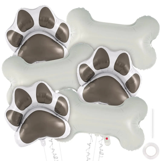 6 Pcs Dog Bone Balloons Paw Print Balloons 30 Inch Bone Shaped Foil Balloons Dog Party Decorations Paw Party Balloons for Pets Dog Birthday Party Decoration Supplies (Bone and Paw)