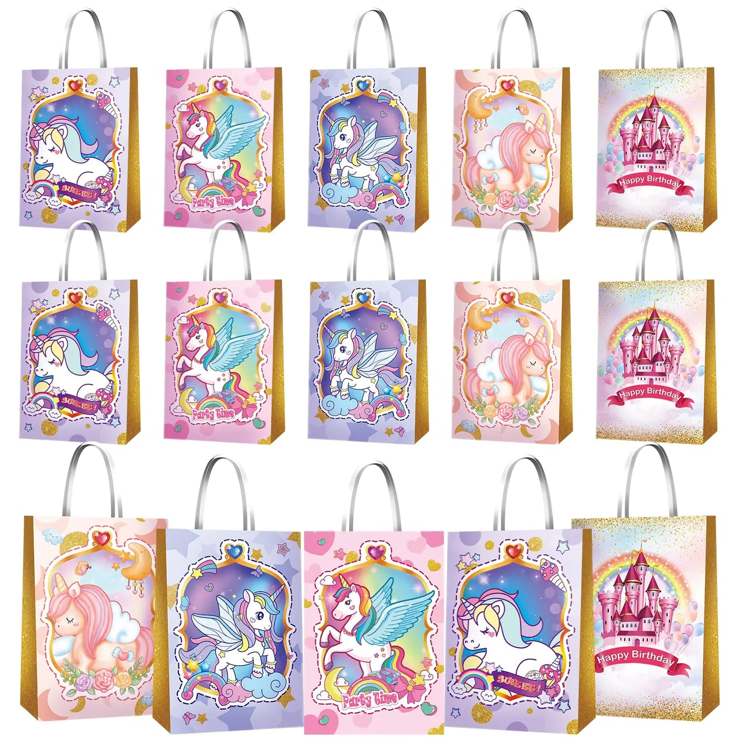 KULUJIA 20 PCS Party Favor Bags for Birthday Party Supplies Party Gift Goody Treat Candy Bags Goodie Bags for Party Girls Kids Birthday Decorations